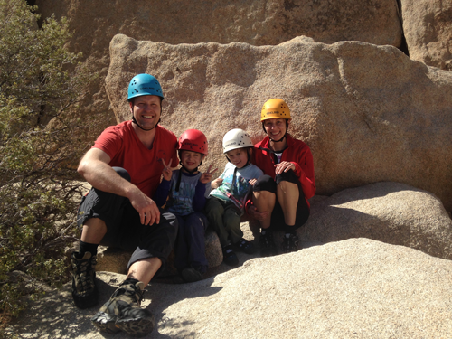 A Family Rock Climbing in Joshua Tree park